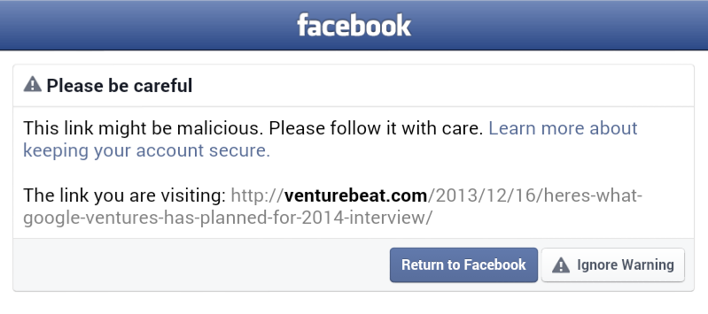 Venturebeat on Facebook Blacklist