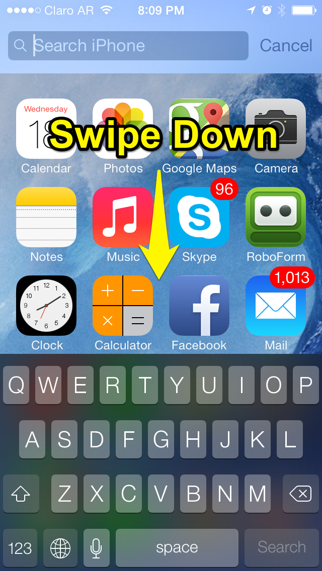 Search on iOS 7 iPhone